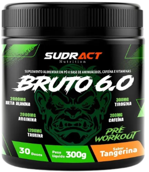 Pré Workout Bruto 6.0 300g - Sabor Tangerina - Sudract Nutrition