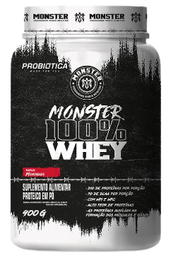 Monster 100% Whey 900g - Probiótica - Sabor Morango