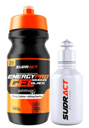 Energy Pro Gel Squeeze Black 480mg + Squeeze 100ml - Sudract Nutrition - Sabor Caramelo Salgado
