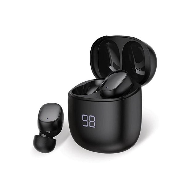 Fone De Ouvido Intra Auricular Bluetooth Skeipod E66 TWS com Cancelamento de Ruído Preto