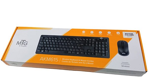 Kit Teclado e Mouse sem fio AKM615 PTLP Preto - MTG