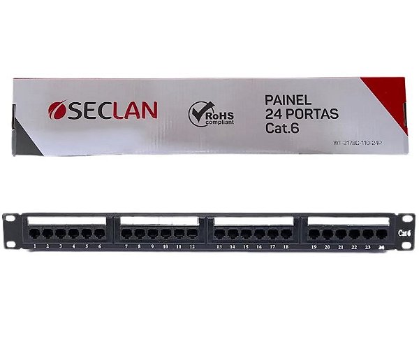 Patch Panel 24 Portas 19 Polegadas Cat.5E/6/6A SecLan - Descarregado