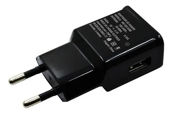 Carregador de Parede USB A 5V 2.1A - Preto