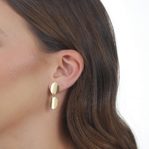 BRINCO GOTA DUPLA - BANHO DE OURO 18K