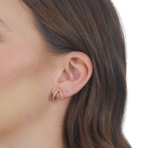 BRINCO FIO DUPLO CRAVEJADO EM ZIRCÕNIAS - BANHO DE OURO 18K