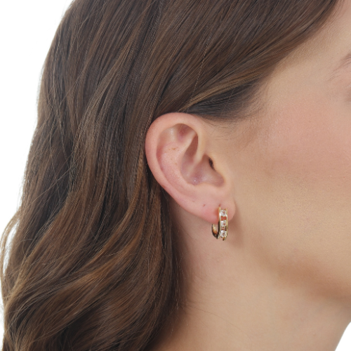 BRINCO 3 PEDRAS ZIRCÔNIA - BANHO DE OURO 18K