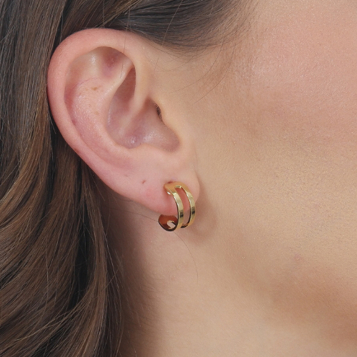 BRINCO ARGOLINHA DUPLA - BANHO DE OURO 18K