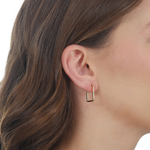 BRINCO ARGOLINHA QUADRADA, FIO QUADRADO - BANHO DE OURO 18K