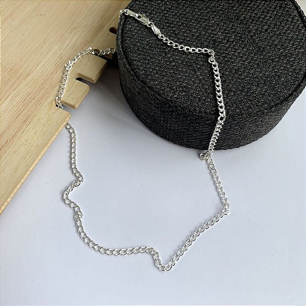 CORRENTE DE PRATA GROUMETT CHOKER 40CM FIO 60