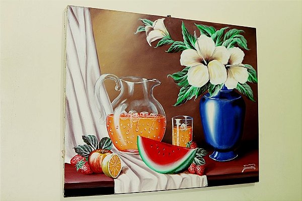 Pintura De Natureza Morta Em Óleo Sobre Tela, Tamanho 50/60cm