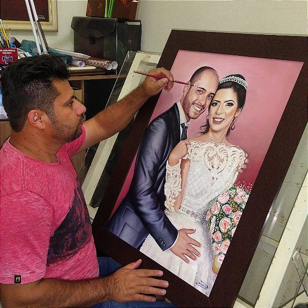 A SUA ENCOMENDA DE RETRATO, PINTURA EM TELA, COM 2 PESSOA NO QUADRO, TAMANHO 50/70 cm.