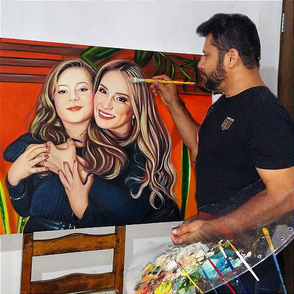 A SUA ENCOMENDA DE RETRATO, PINTURA EM TELA, COM 2 PESSOA NO QUADRO, TAMANHO 70/100 cm.