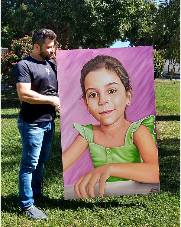 A SUA ENCOMENDA DE RETRATO, PINTURA EM TELA, COM 1 PESSOA NO QUADRO, TAMANHO 100/150cm
