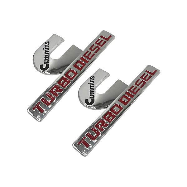 Par Emblemas Cummins Turbo Diesel Cromado/vermelho