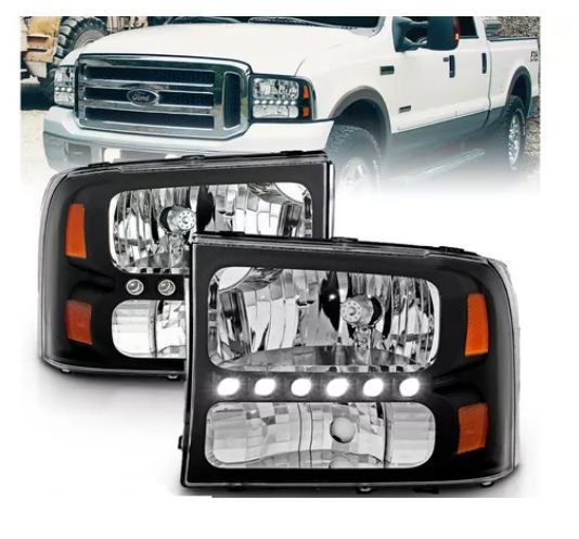 FAROL F250 F350 F4000 MODELO HARLEY 1997 2012 MASCARA NEGRA