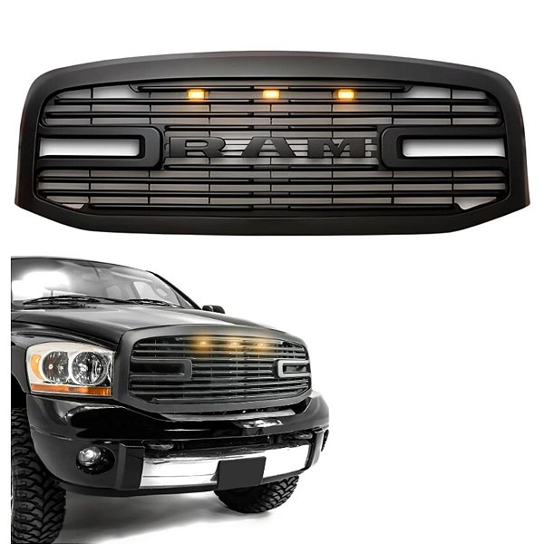 Grade Dodge Ram Preta 2500 2006 Até 2009 Com Led