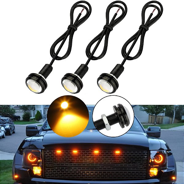 Kit 3 Luzes De Grade Led Amarelo Universal