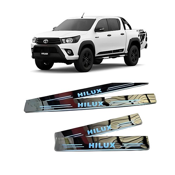 Kit Soleiras Protetor De Porta Com Led Para Hilux 2016/2023