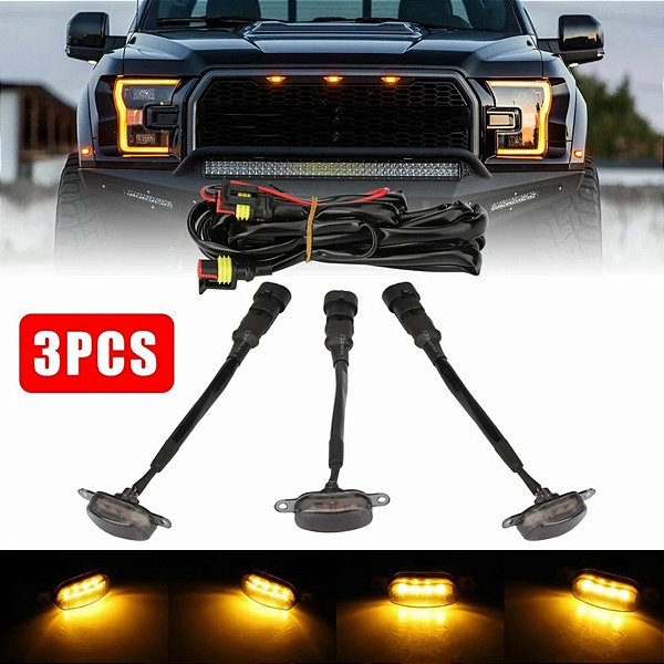 Kit Cabo + 3 Luz Led Grade White F250 Ranger S10 Hilux Ram