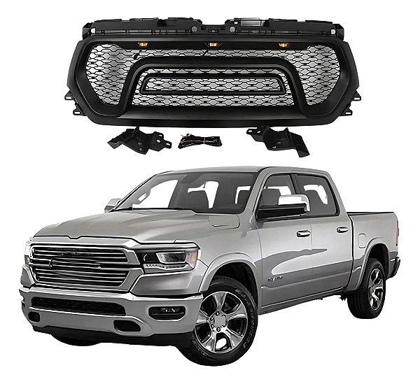 Grade Frontal Ram 1500 Rebel 2019 Em diante Com Letreiro Em Led