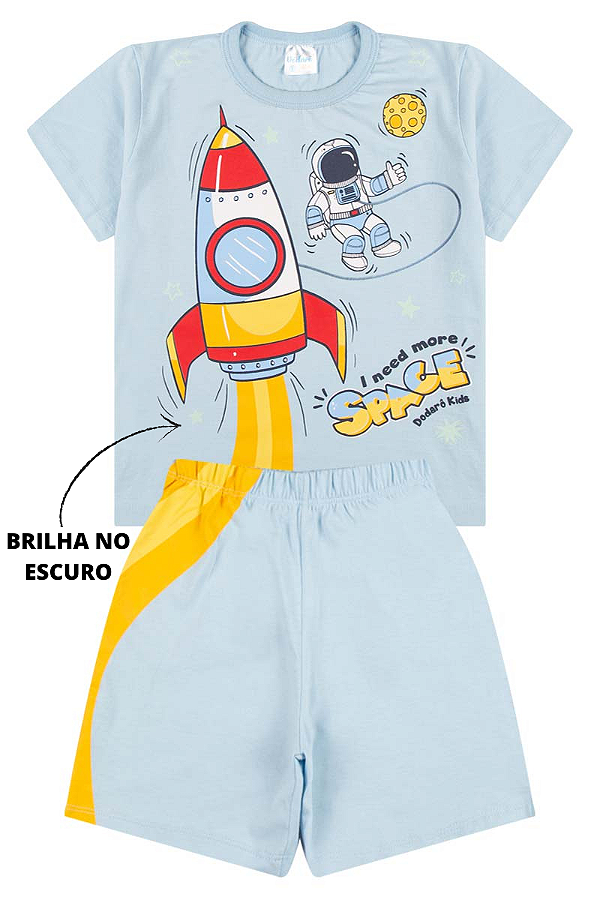 Conjunto Masculino Infantil Foguete - Azul Celeste