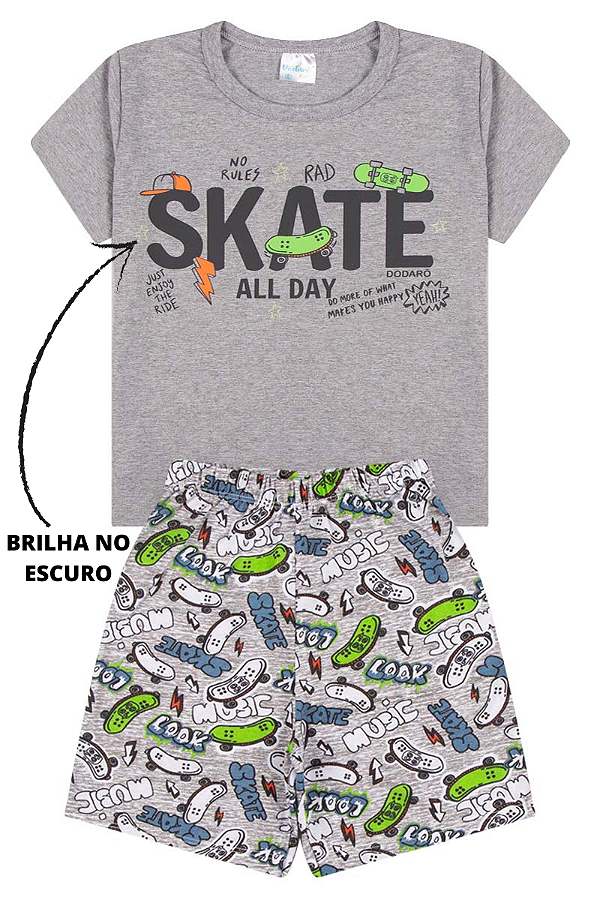 Conjunto Masculino Infantil Skate - Mescla
