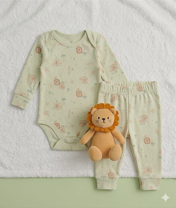 Conjunto Body Leãozinho Suedine