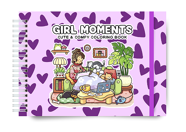 Livro de Colorir - Girls Moments - Corações Roxos