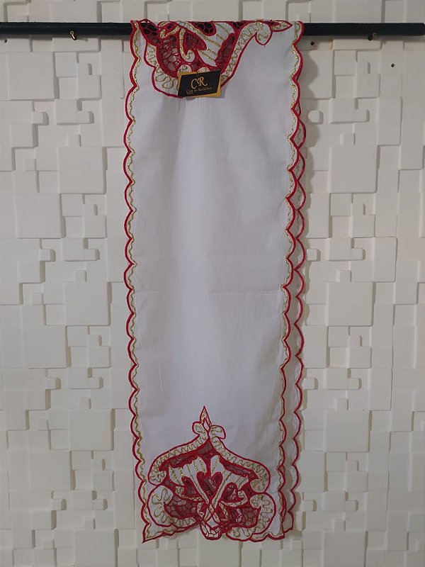 Pano de cabeça vermelho com fio dourado