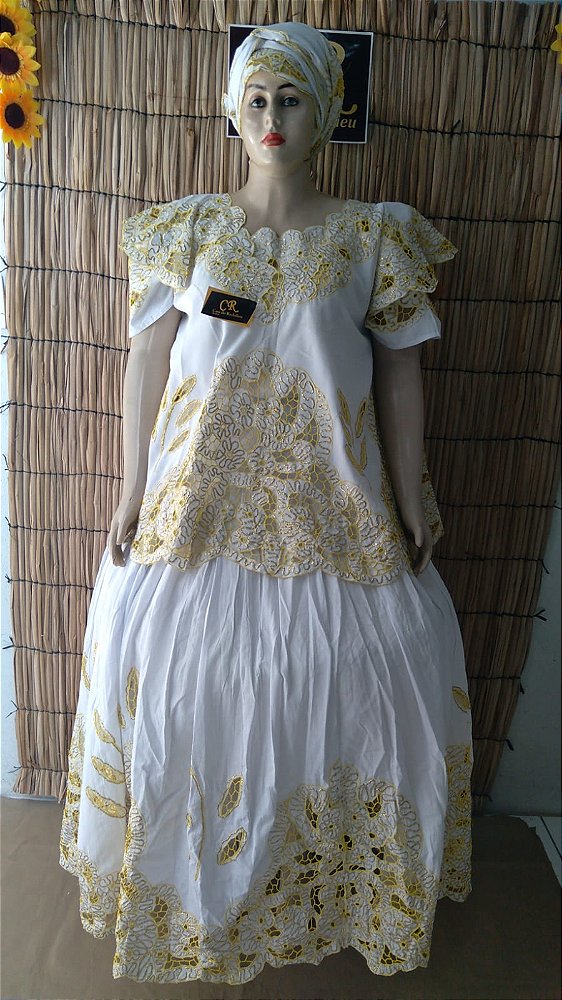 Baiana Rechilieu Amarelo e fio Dourado6 peças