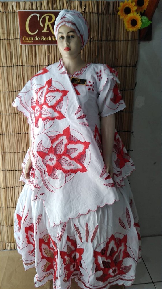 Baiana Rechilieu Vermelho  e pintura  Vermelho 6 peças