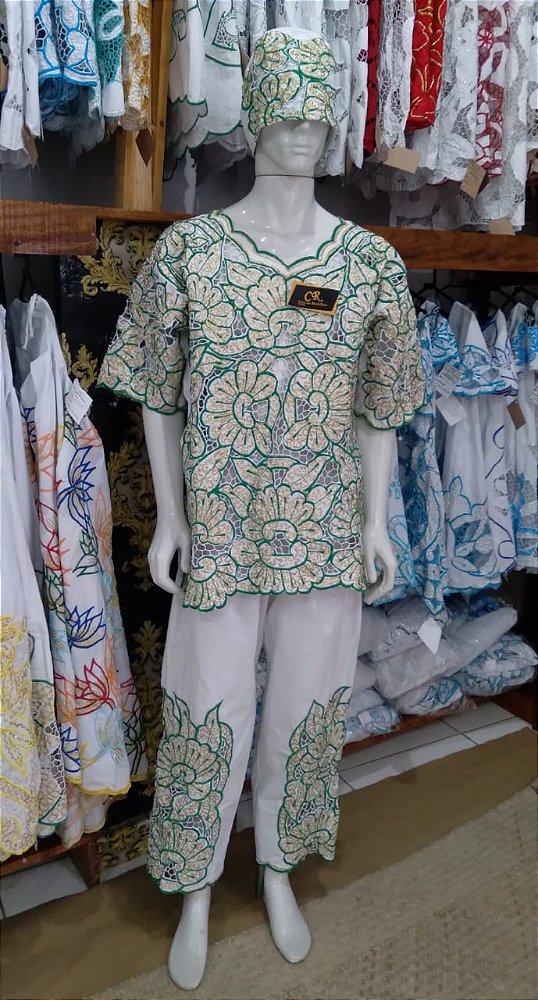 Conjunto Masculino Rechilieu  Verde e fio dourado    3 peças