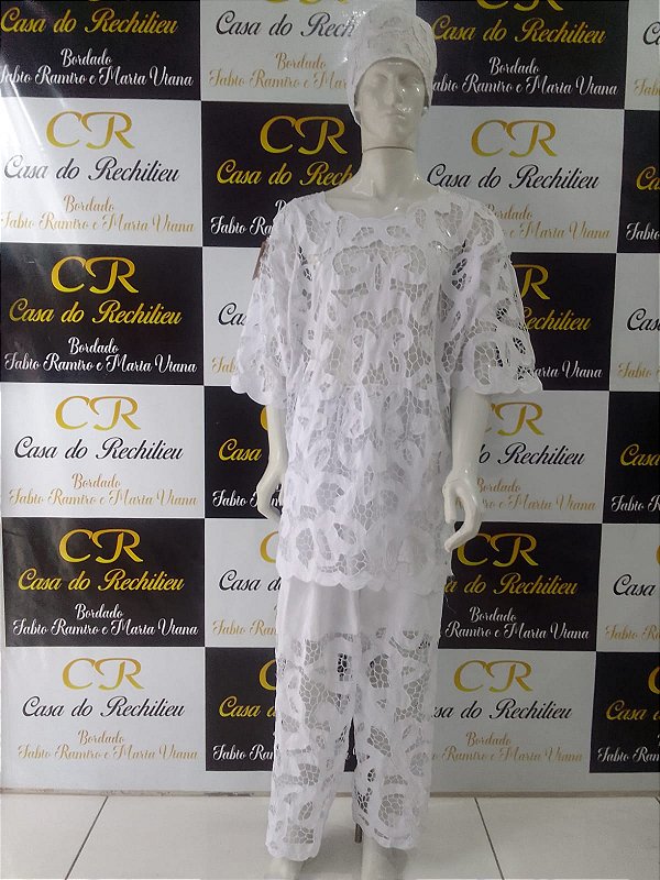 Conjunto Masculino Rechilieu branco   3 peças