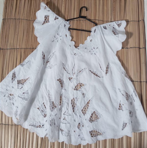 Bata bordado bordado branco