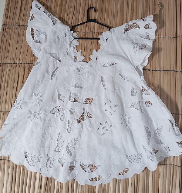 Bata bordado bordado branco