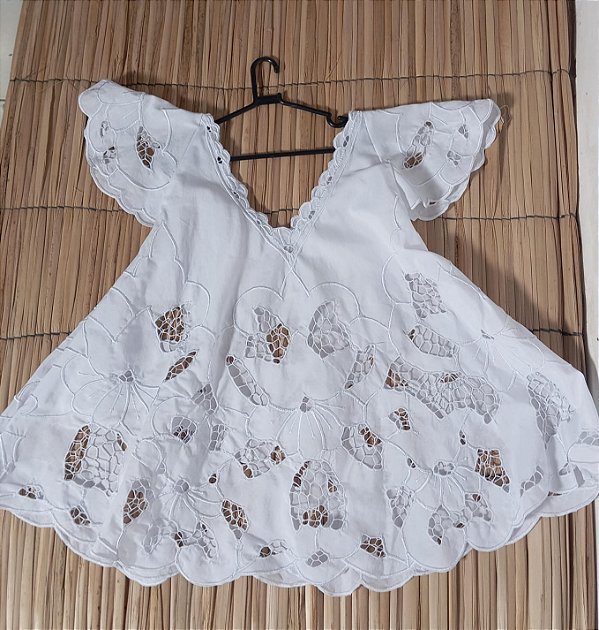 Bata bordado bordado branco