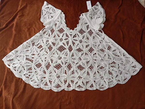 bata bordado branco peça unica