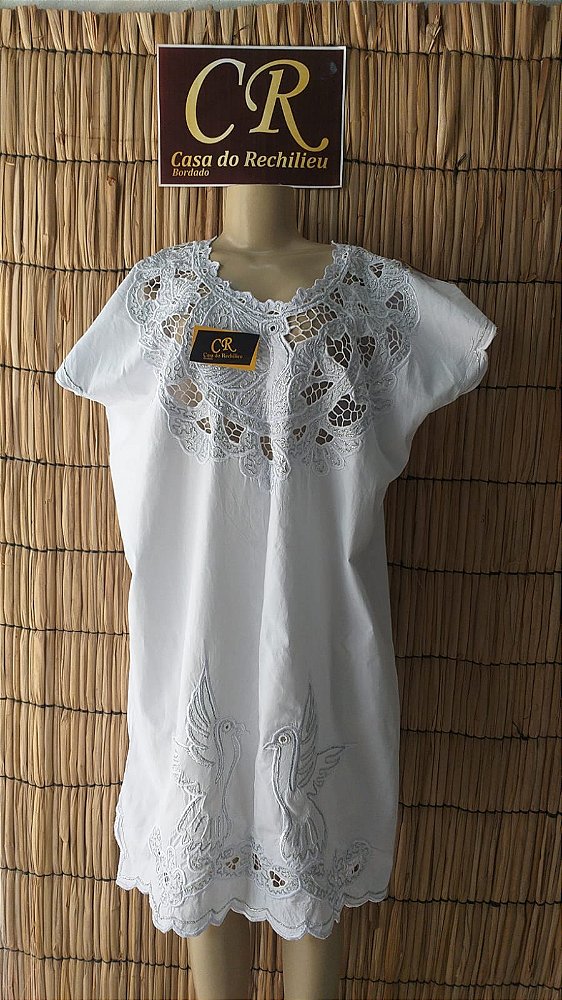 Vestido bordado azul peça unica