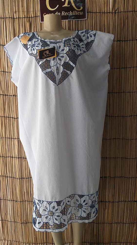 Vestido bordado azul peça unica