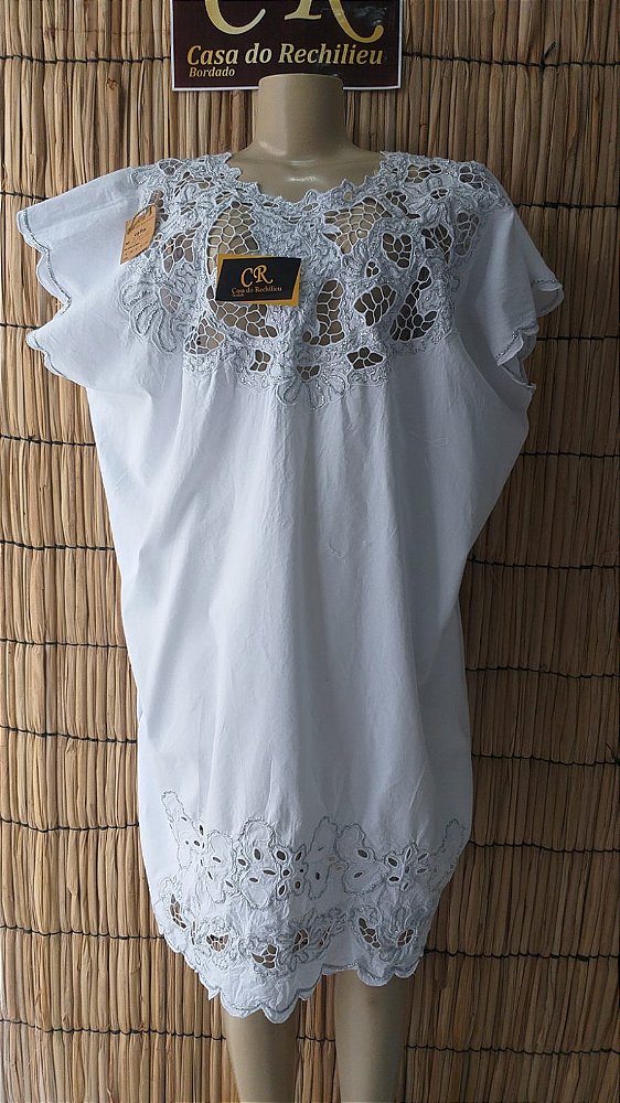 Vestido bordado branco peça unica