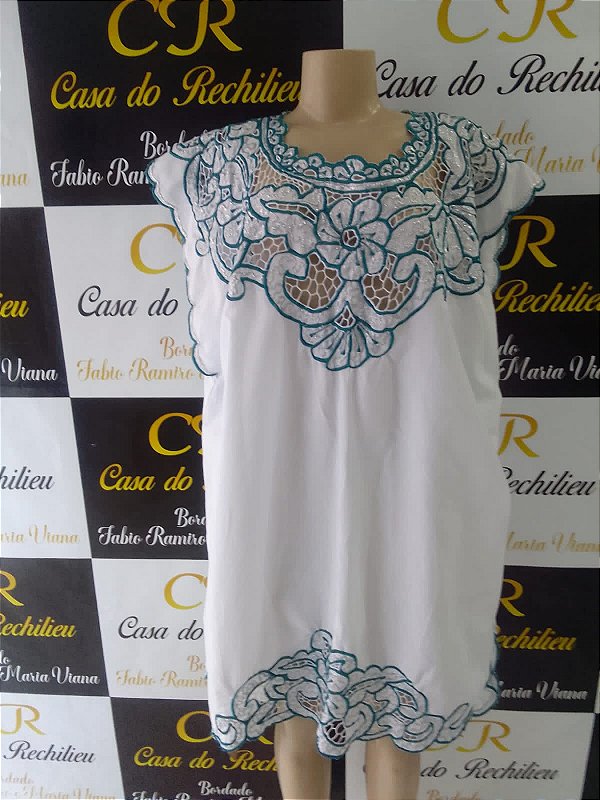 Vestido azul com fio prata peça unica