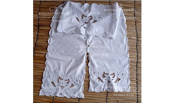 Pano de cabeça Bordado branco