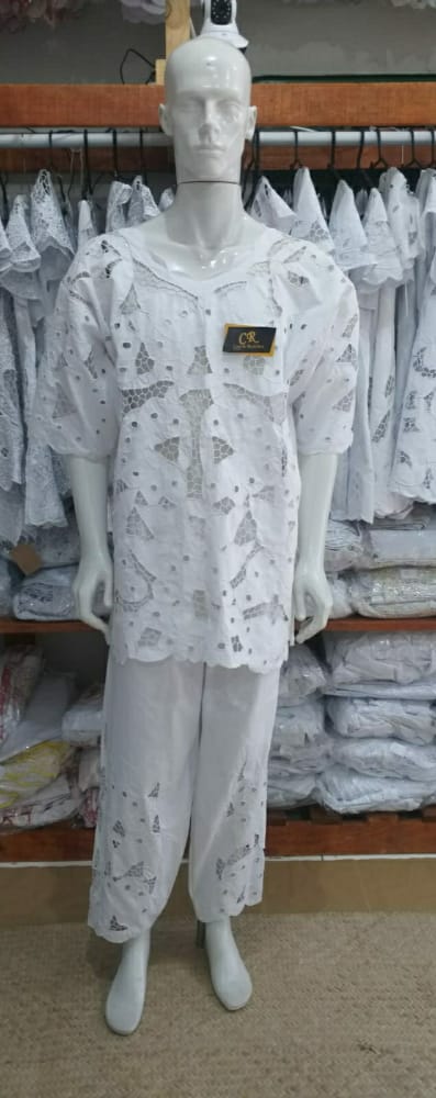 Conjunto Masculino Rechilieu  bordado branco