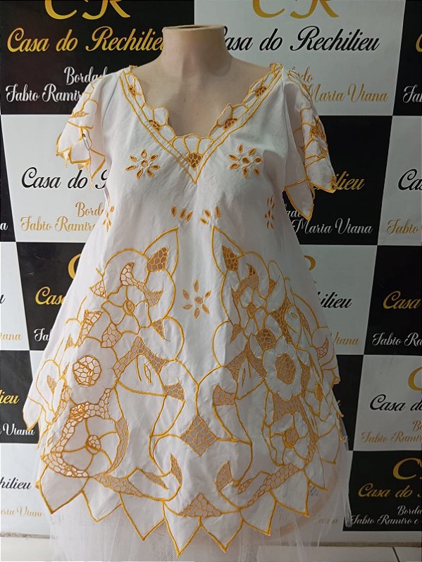 Bata bordado laranja