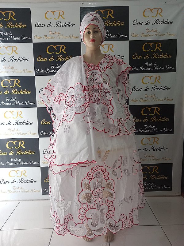 Baiana bordado vermelho  6peças