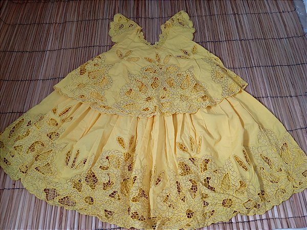 Baiana bordado amarelo  com fio dourado 6peças