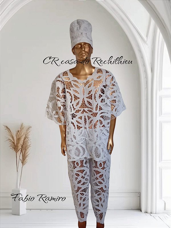 Conjunto Masculino Rechilieu  bordado branco