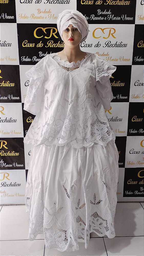 Baiana bordado branco 6peças