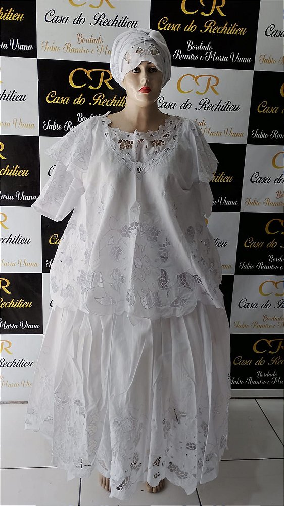 Baiana bordado branco 6peças