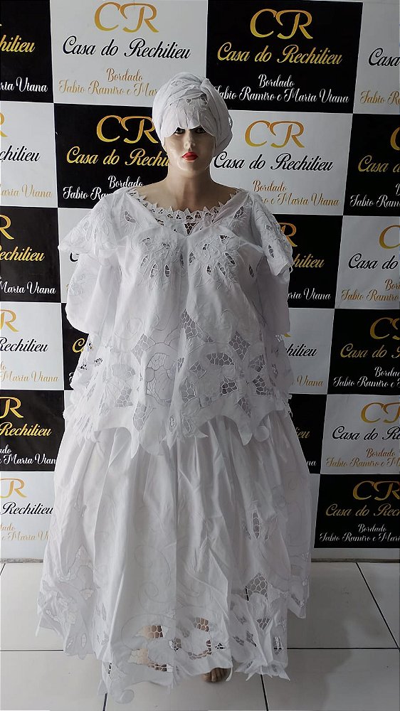 Baiana bordado branco 6peças